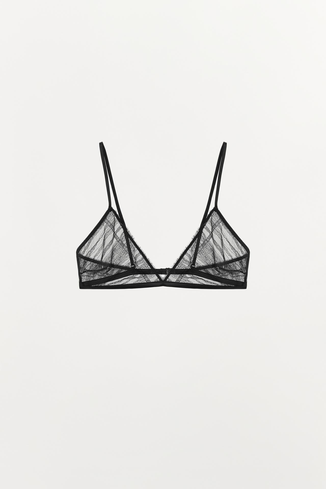 MESH TRIANGLE BRA — Black