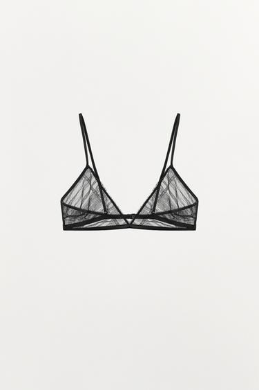 MESH TRIANGLE BRA — Black 1
