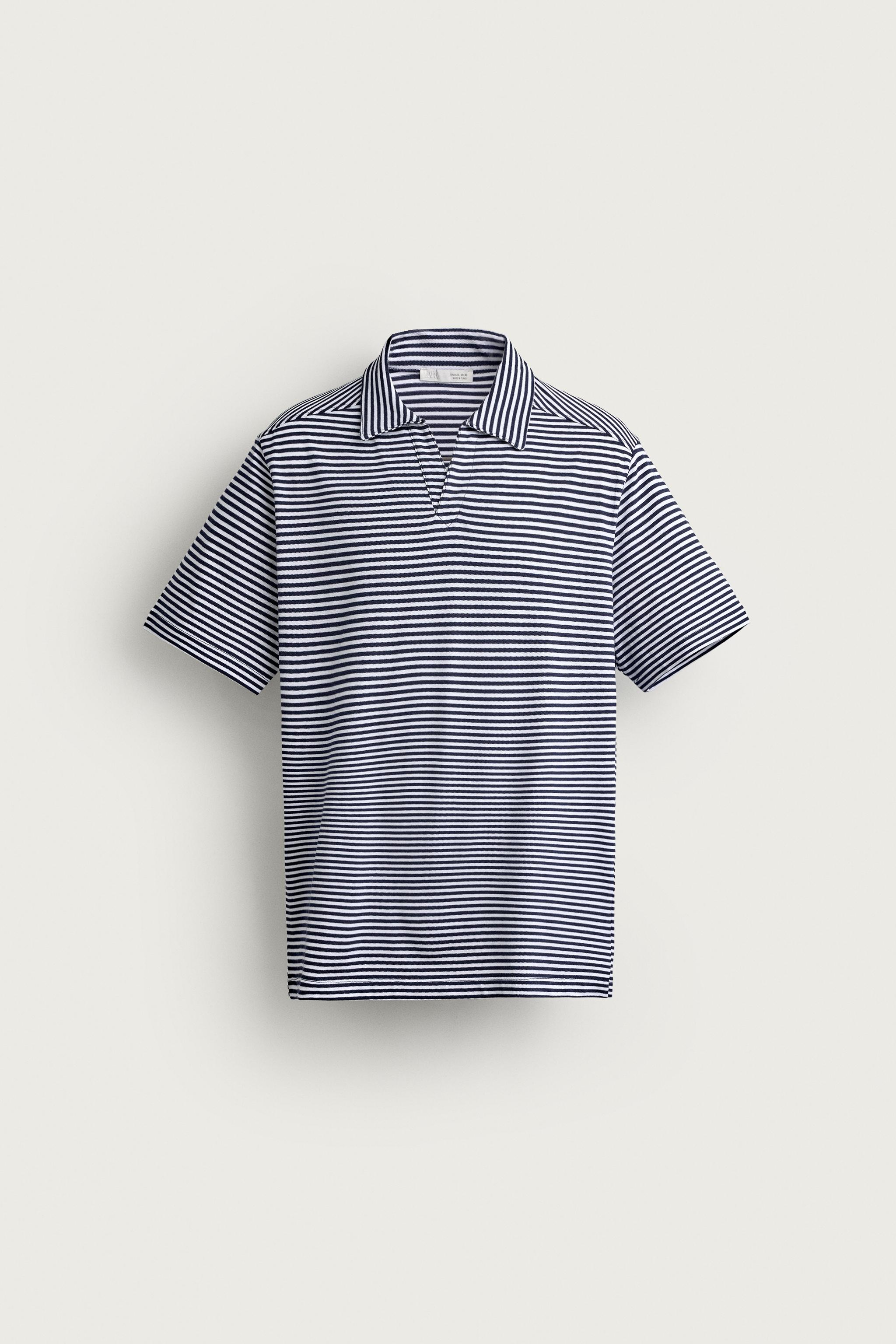 REGULAR FIT STRIPED FLOWY POLO — striped