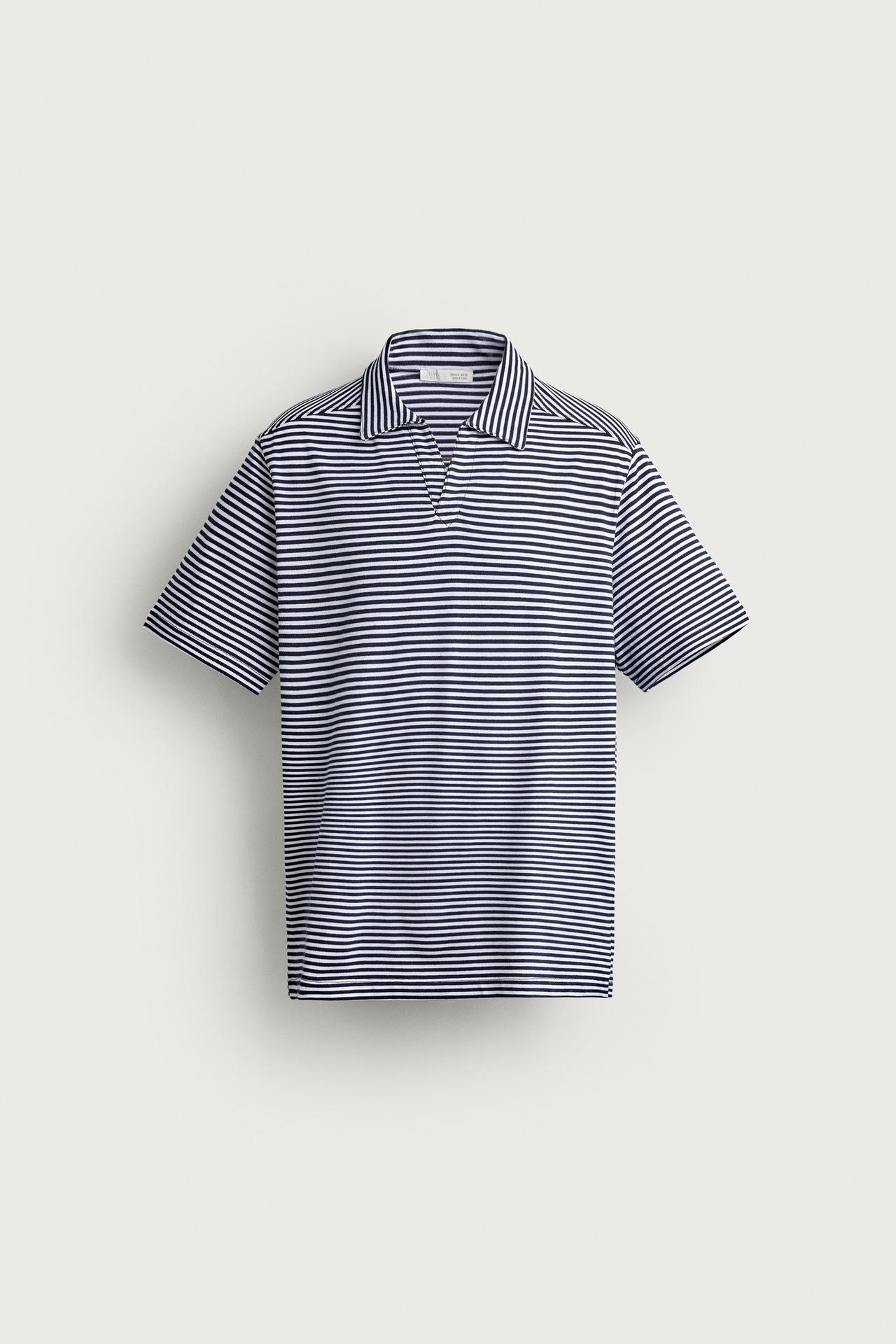 STRIPED REGULAR FIT FLOWY POLO POLO SHIRT — striped