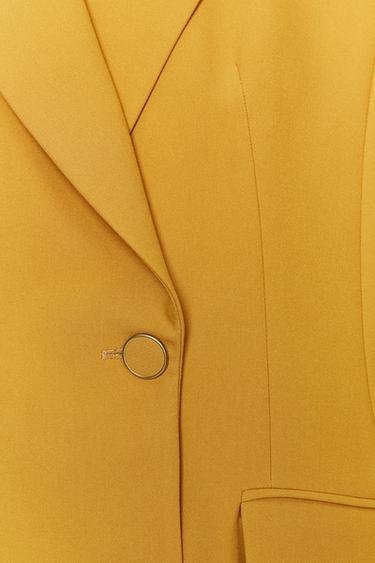 Zara DOUBLE BREASTED BLAZER WITH SHOULDER PADS - Mustard