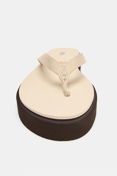 SANDALES PLATES COMBINÉES - Marron sable de Zara - Image 3