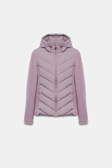 CAZADORA COMBINADA ACOLCHADA CAPUCHA - Malva de Zara - Imagen 0