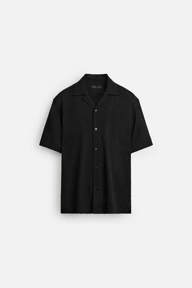 Zara GEOMETRIC JACQUARD SHIRT - Black