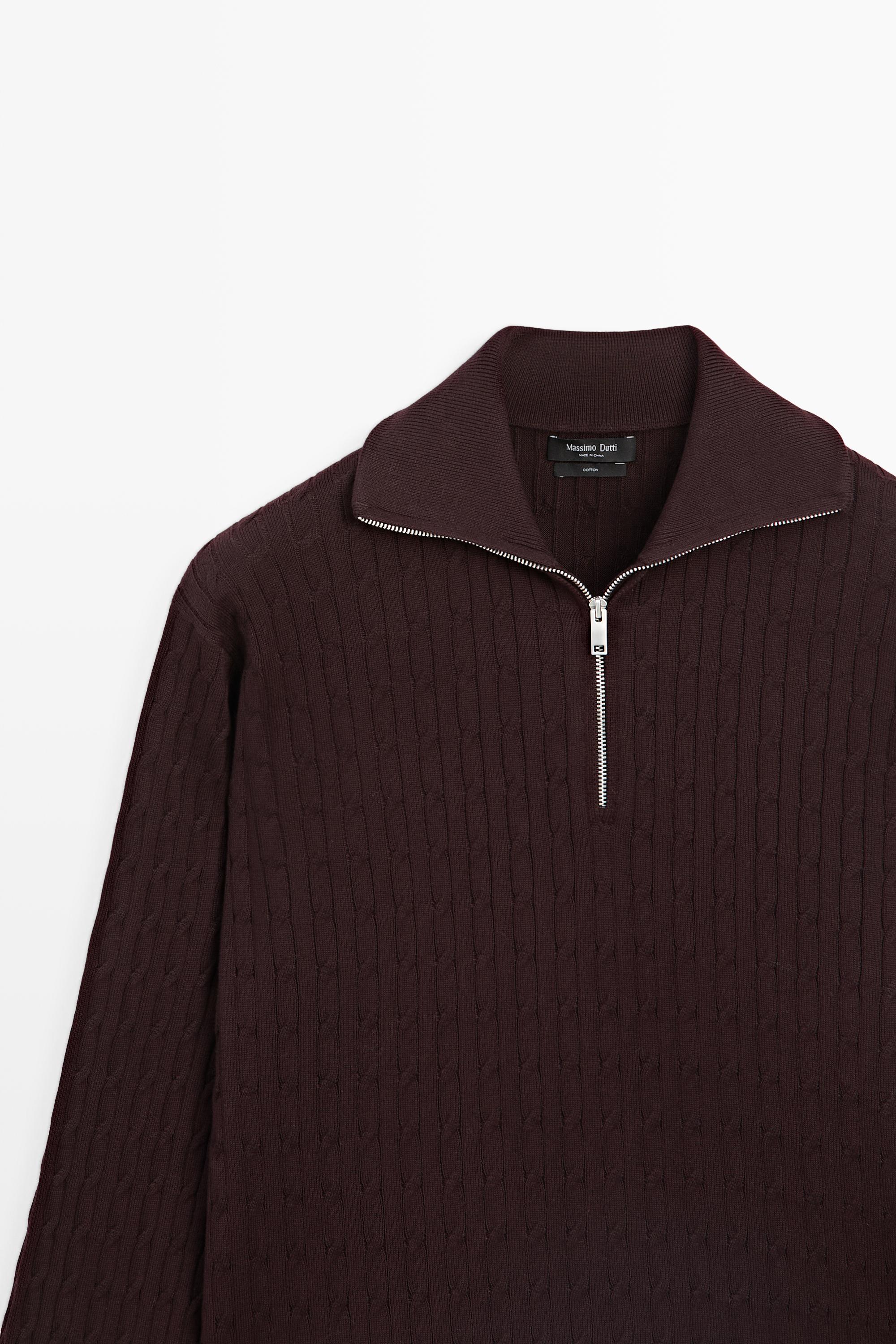 Mock neck knit zip sweater