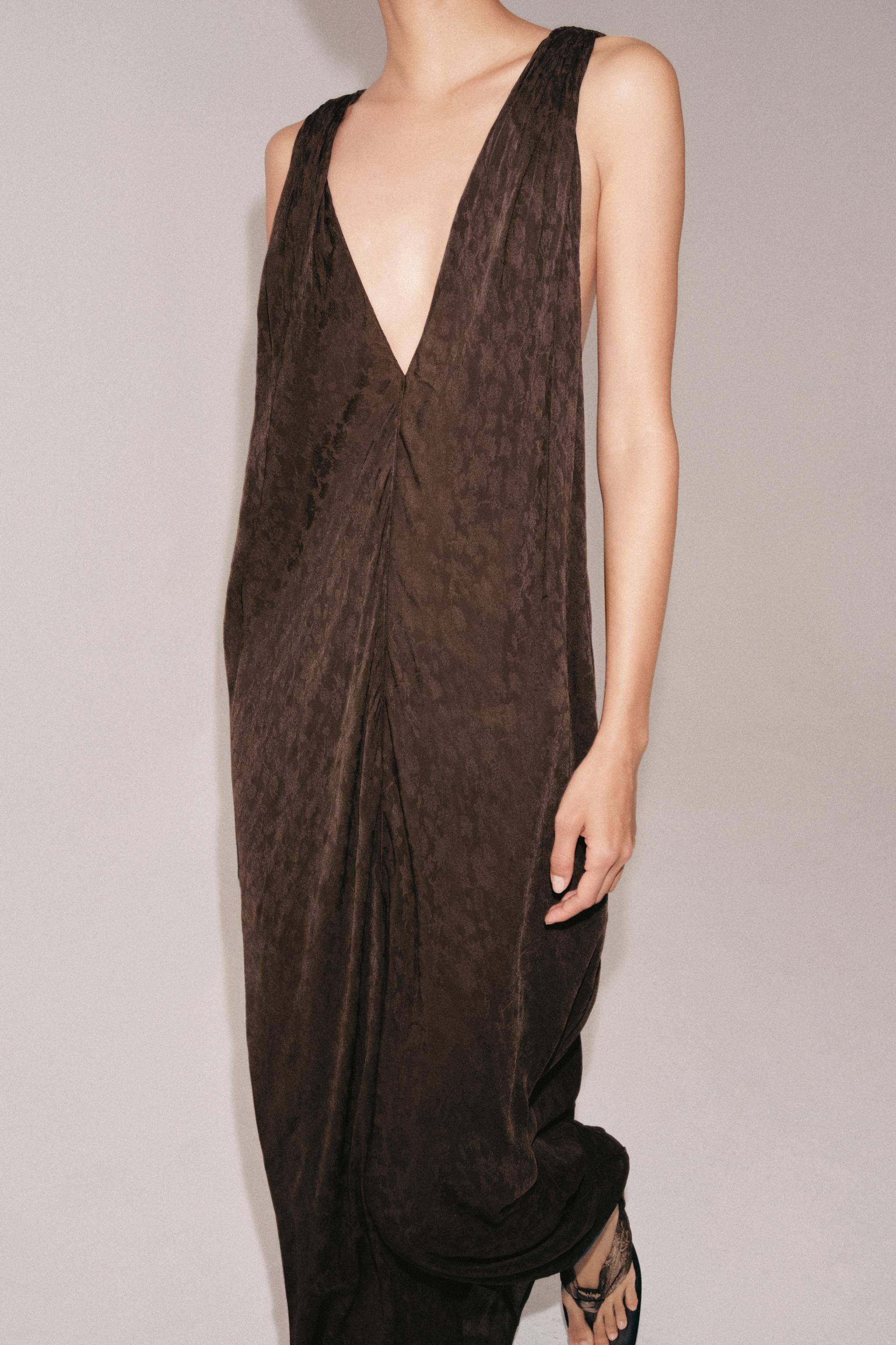 ZW COLLECTION JACQUARD MIDI DRESS - Chocolate | ZARA South Africa