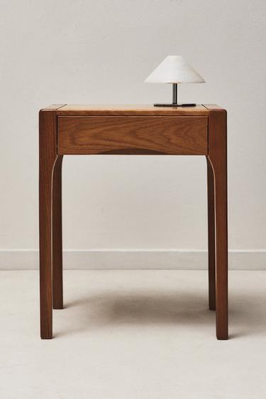 OAK BEDSIDE TABLE WITH DRAWER - Dark brown by Zara
