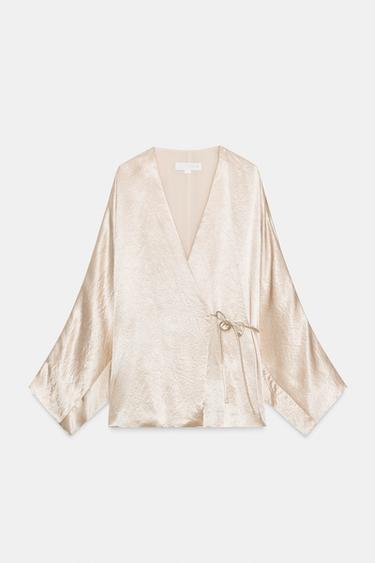 KIMONO SATINADO ZW COLLECTION  - Beige de Zara