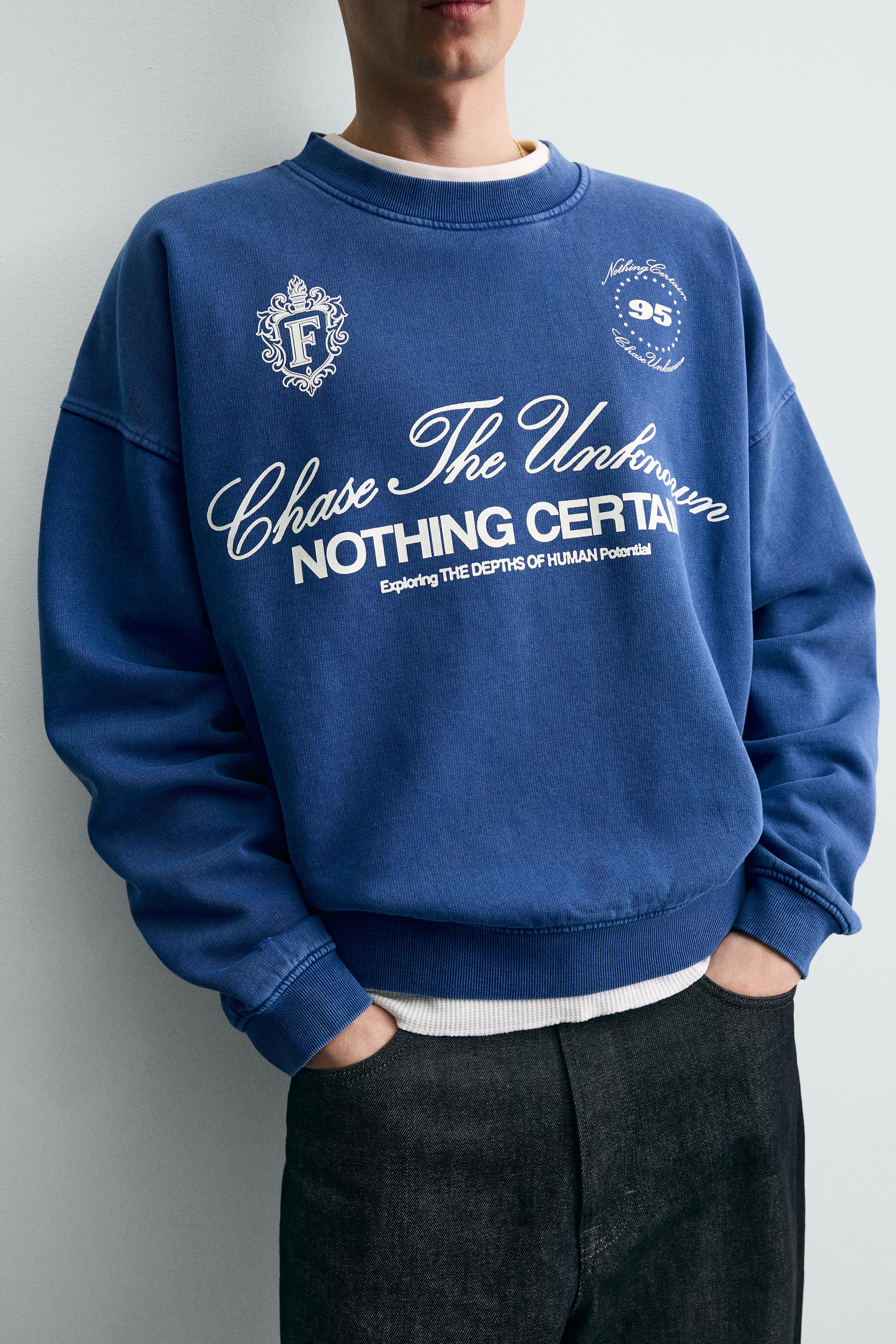 BOXY FIT PRINTED TEXT SWEATSHIRT