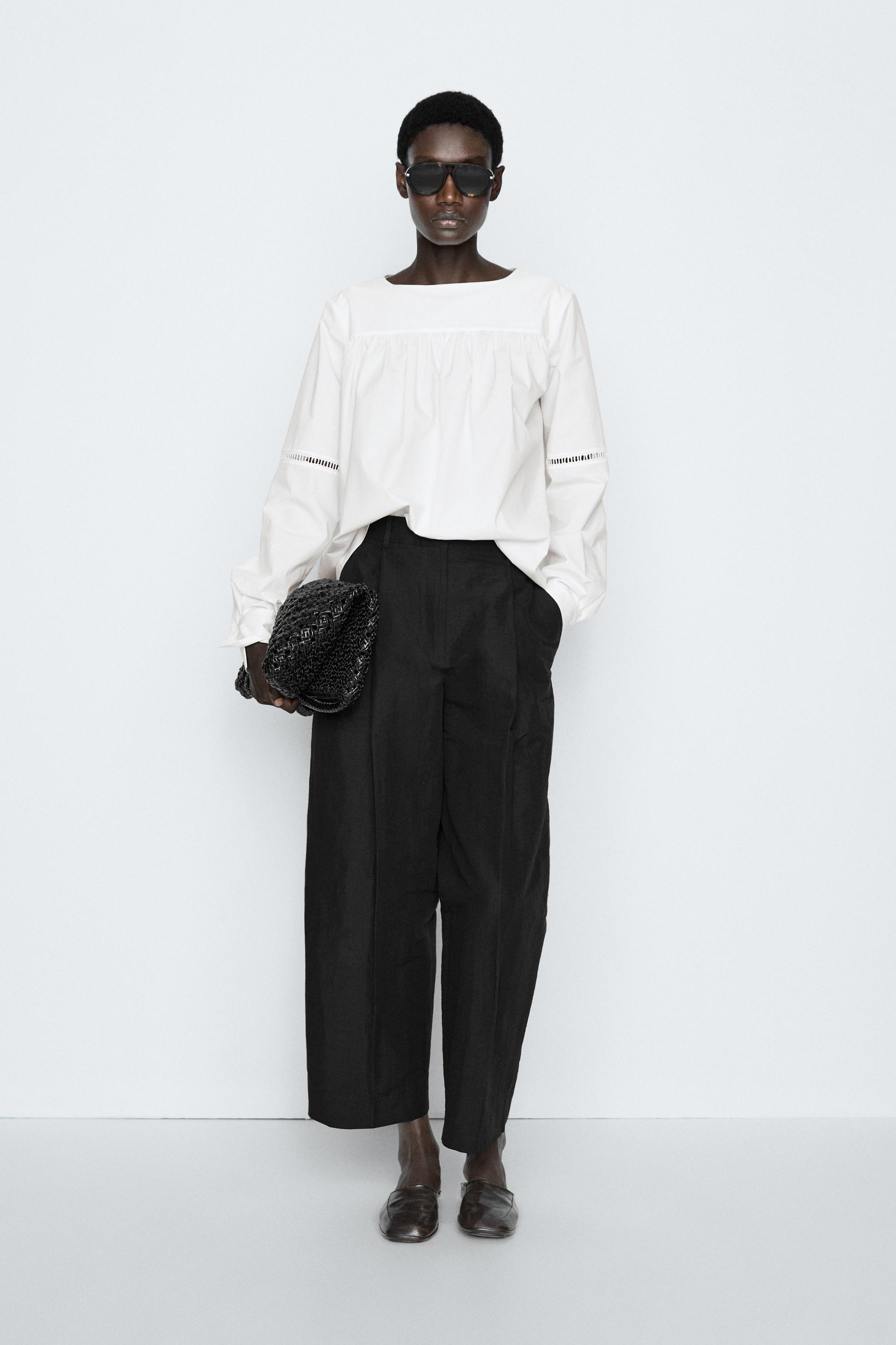 100% Cotton Puffed Sleeve Blouse - STUDIO — Oyster-white