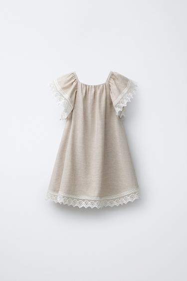 SHINY LACE DRESS - Beige by Zara - Image 1