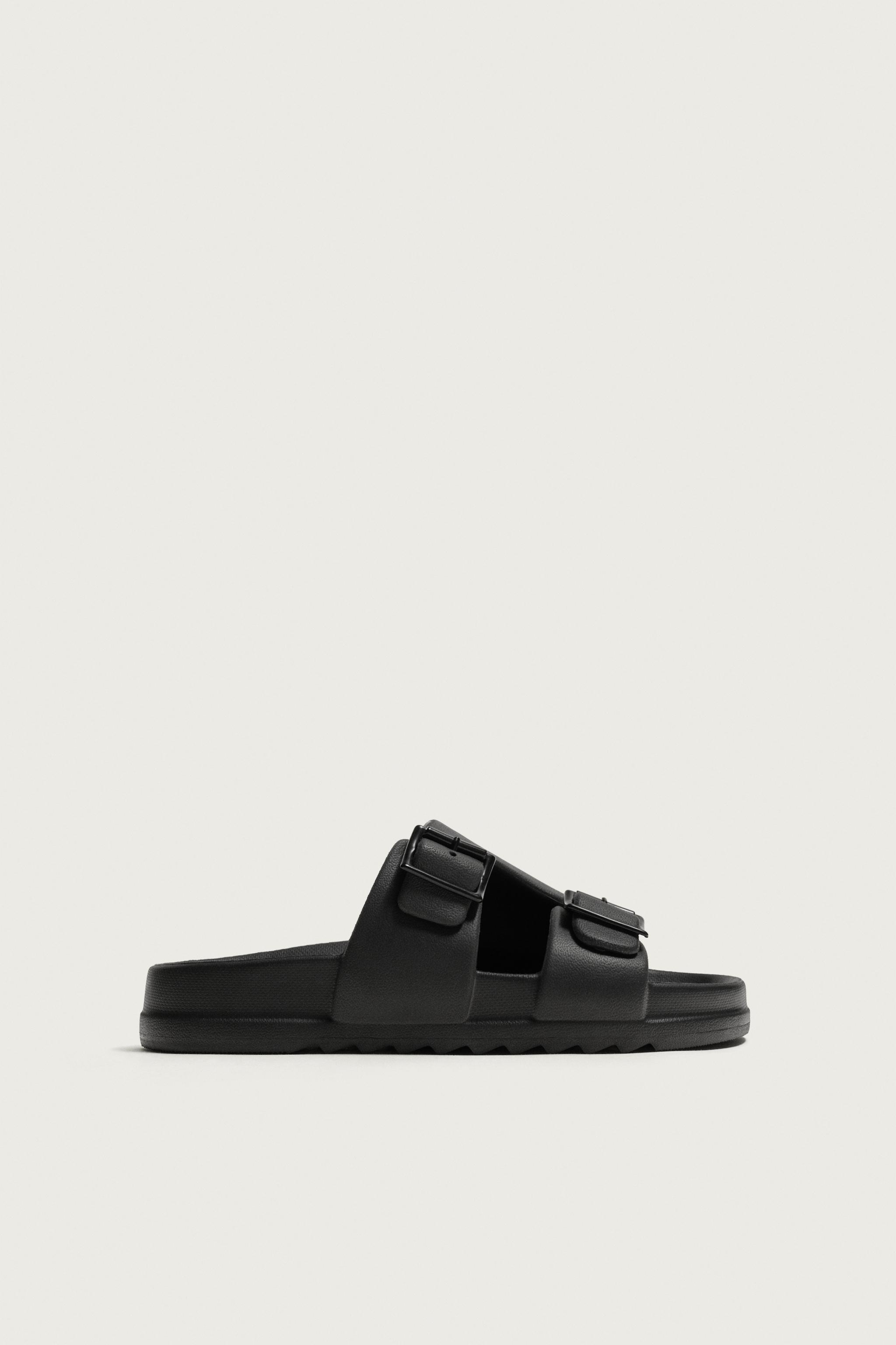 Мужские сандалии Zara RUBBERIZED DOUBLE STRAP SANDALS — фото 4