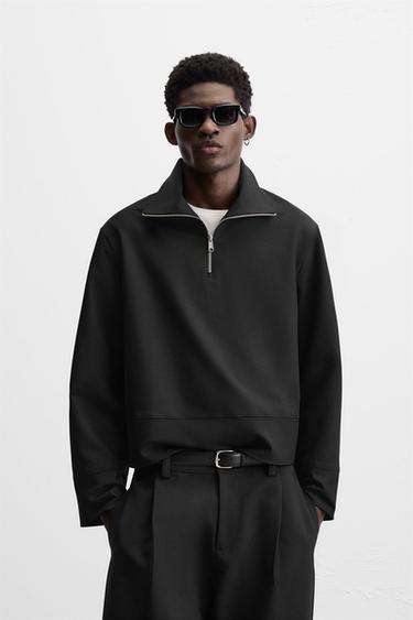 TECHNICAL QUARTER-ZIP SWEATSHIRT - Black by Zara