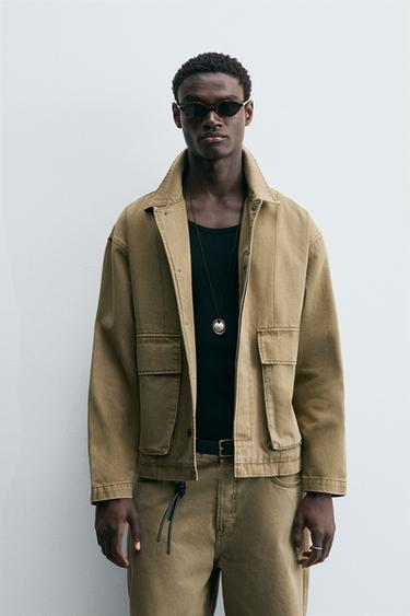 Zara LIMITED EDITION DENIM OVERSHIRT - Khaki