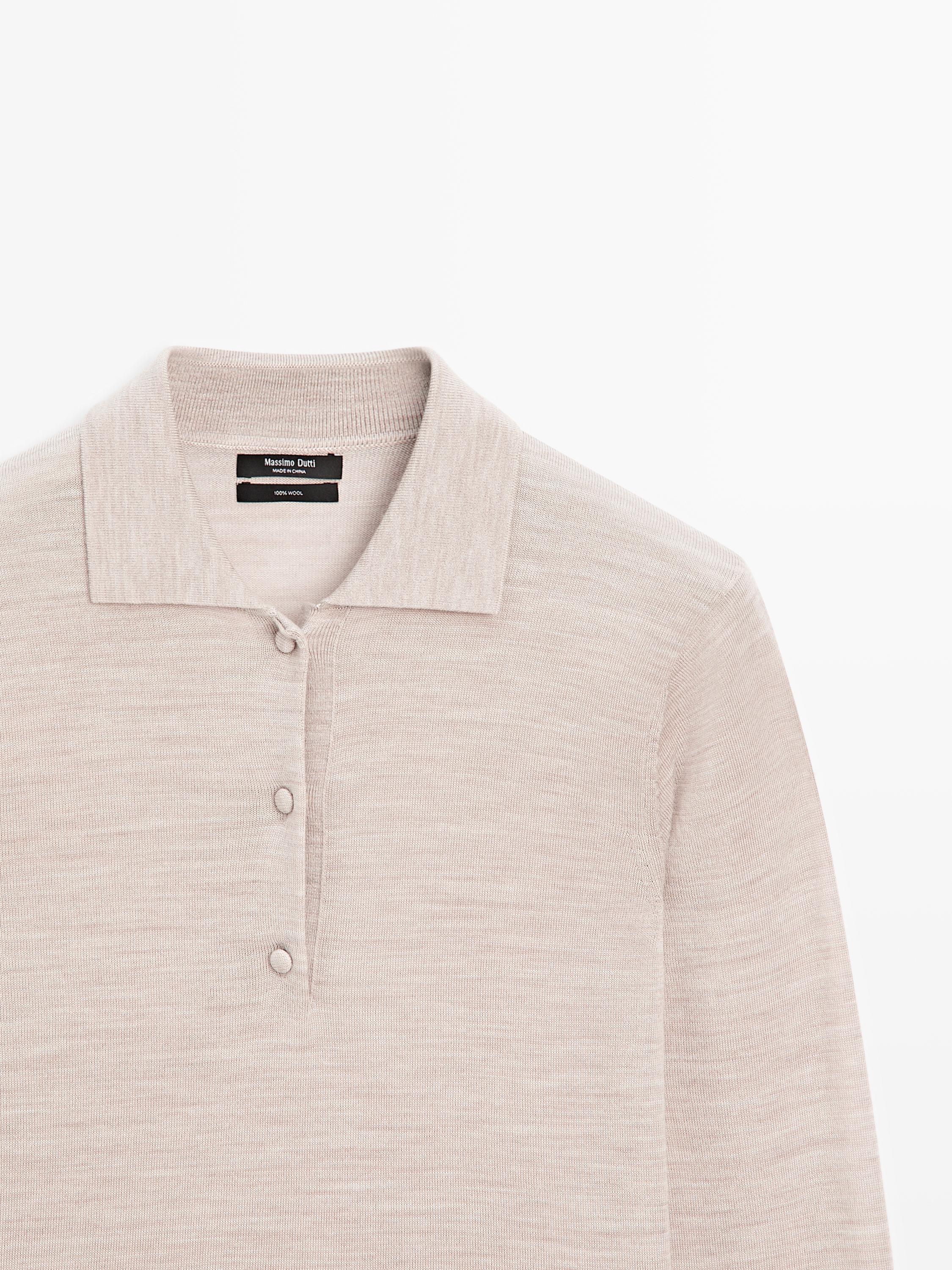 Wool knit polo sweater