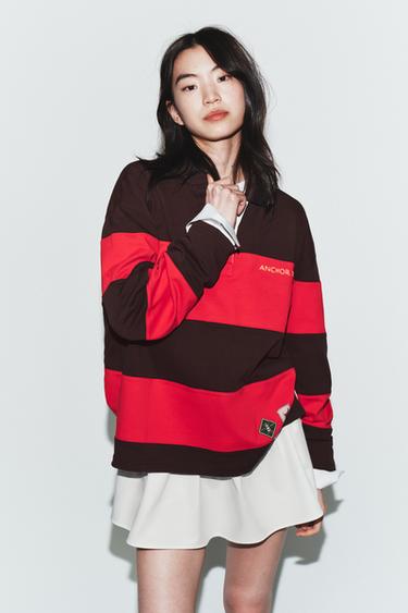 POLO RAYAS PARCHES - Marrón de Zara