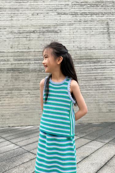 ÁO DỆT KIM KẺ NGANG - Màu xanh lá dịu từ Zara