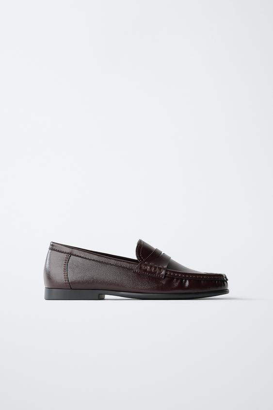 SLIM SOLE LOAFERS - Maroon by Zara - Image 0