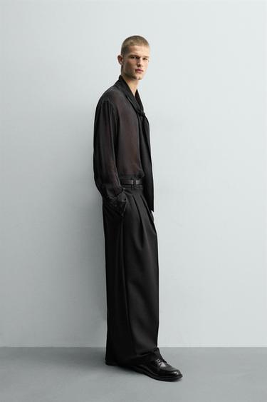 CHEMISE SEMI-TRANSPARENTE À NŒUD - Noir de Zara - Image 3