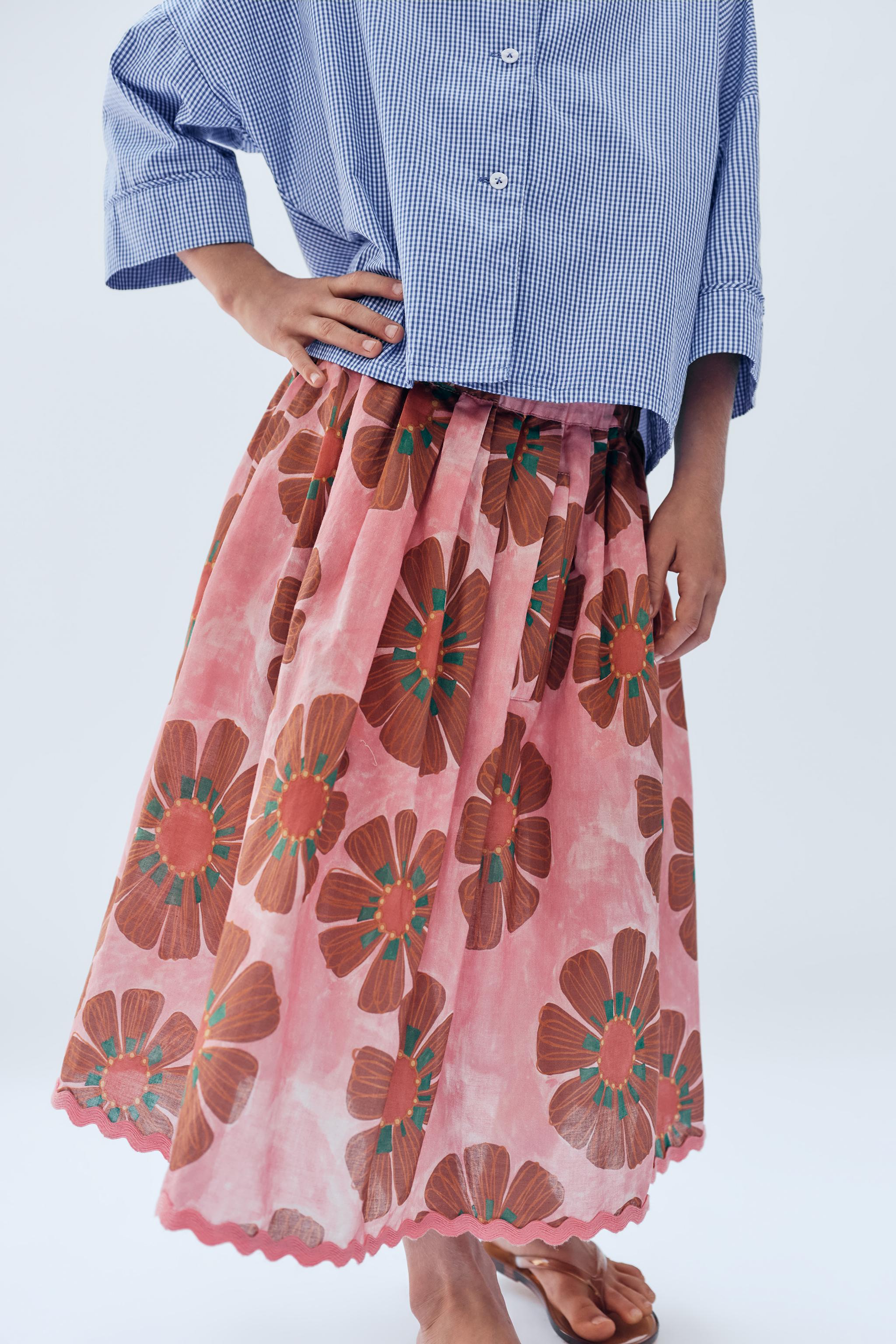 6-14 YEARS/ LIMITED EDITION FLORAL PRINT MIDI SKIRT