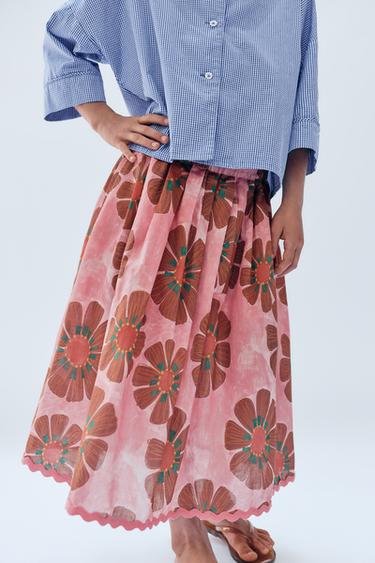 6-14 YEARS/ LIMITED EDITION FLORAL PRINT MIDI SKIRT - Printed by Zara