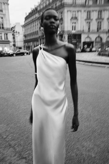 Zara ASYMMETRIC SATIN EFFECT DRESS - Light lilac - Image 0