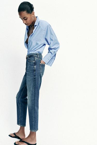 Zara Z.01 HIGH WAIST MOM FIT JEANS - Blue