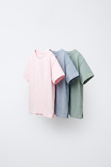 حزمة ثلاث تيشرتات سادة - أزرق فاتح الخاص بـ Zara
