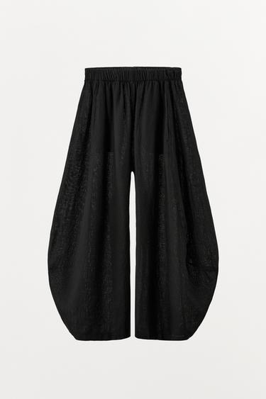 PANTALON LIN 100 % VOLUME - Noir de Zara - Image 5