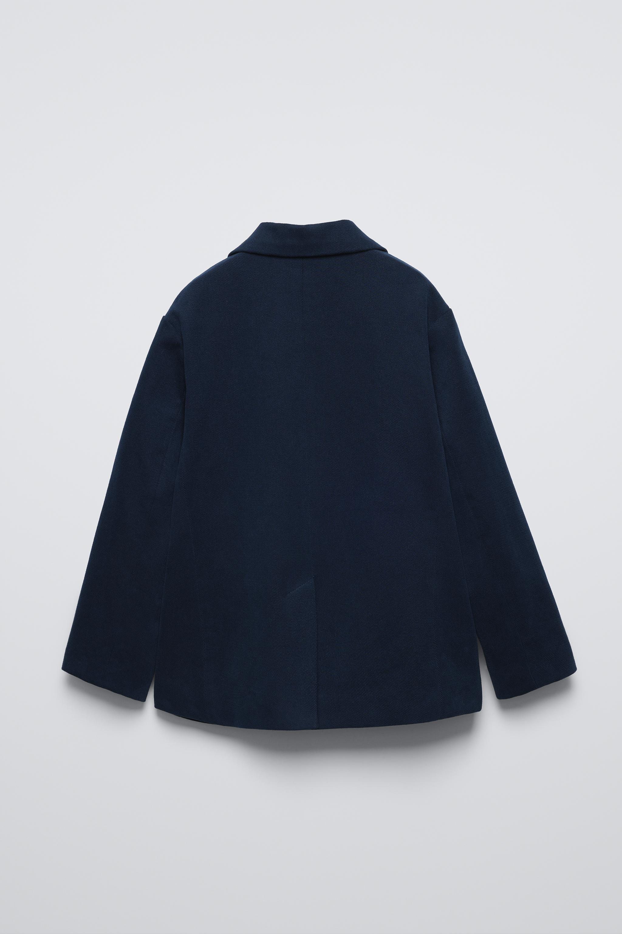 Zara Fine Waled Corduroy Blazer Navy Blue Kids