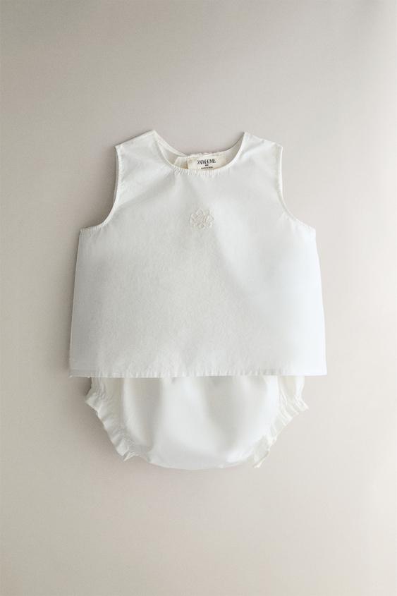 BABY-SET MIT STICKEREI - Cremefarben von Zara - Bild 0