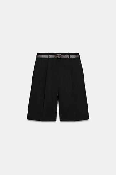 Zara BELTED SHORTS - Black