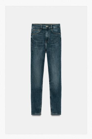 Zara TRF SKINNY FARMERKE VISOKOG STRUKA – plava / siva