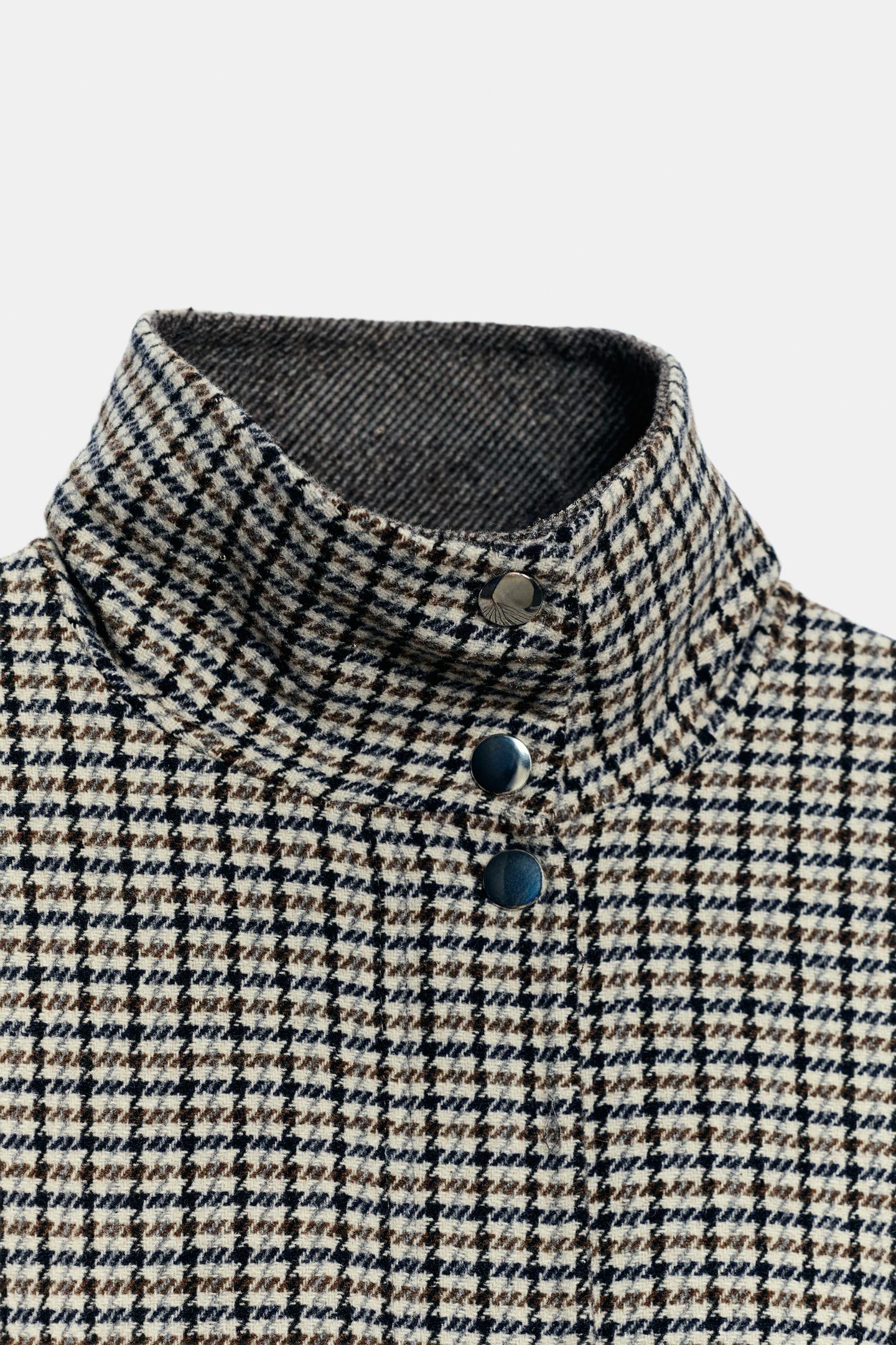 Женское пальто Zara Wool Houndstooth, цвет: Серый — фото 8