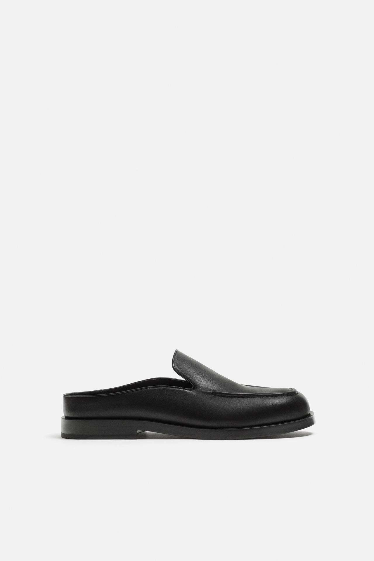 LEATHER MULE LOAFERS - Black by Zara