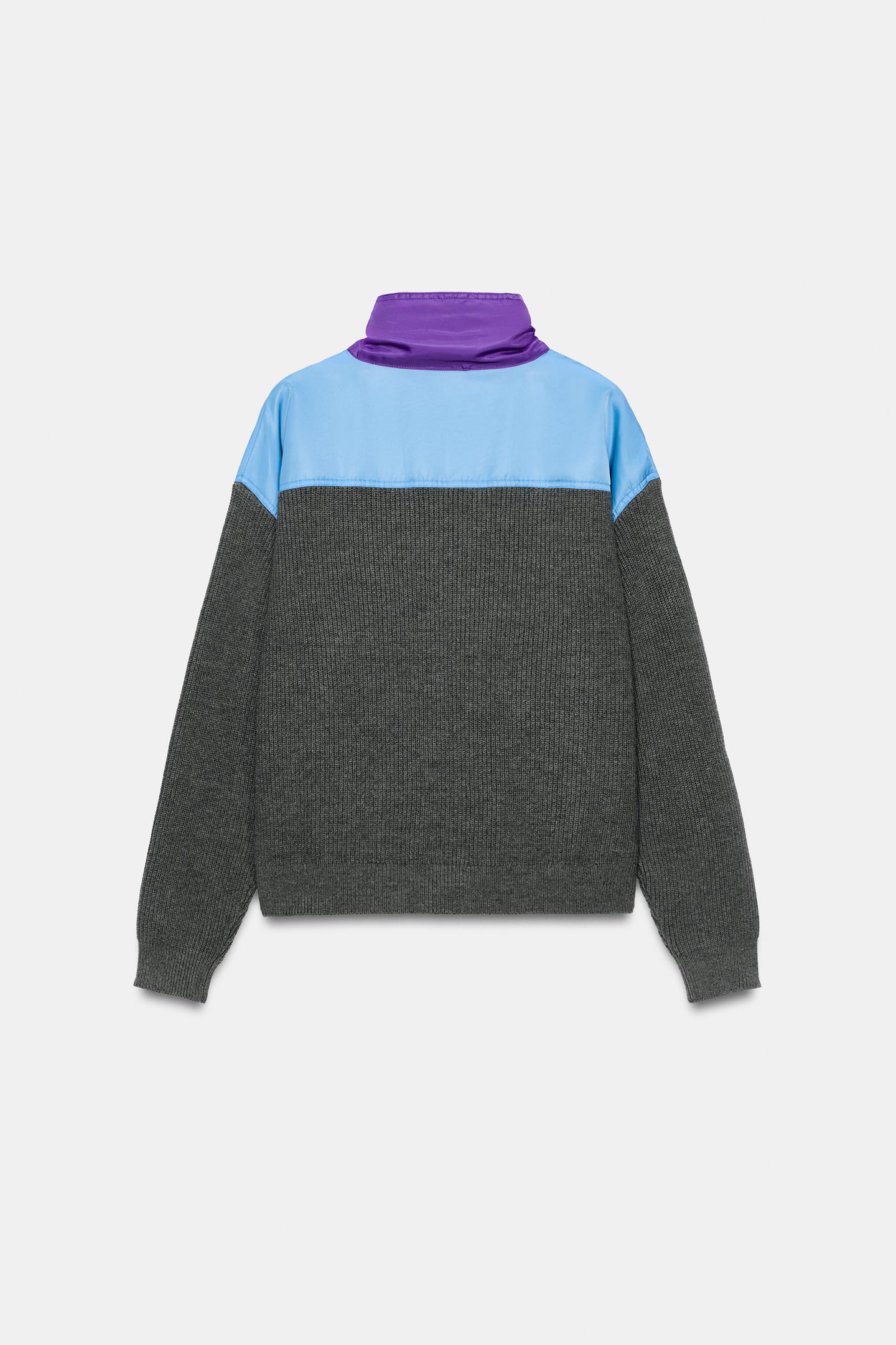 Женская куртка Zara Combined Knit, цвет: Серый — фото 8