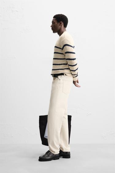TEXTURED STRIPE SWEATER - Ecru / Navy by Zara - Image 3
