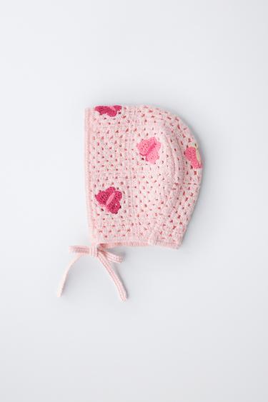 BONNET EN MAILLE CROCHET PAPILLONS - Rose de Zara - Image 3