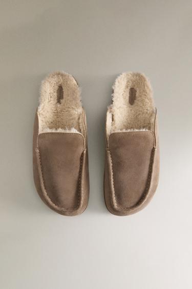 WARM LEATHER MOCCASINS - Taupe Grey by Zara - Image 3