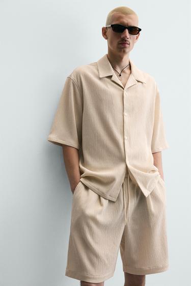 EMBOSSED RELAXED FIT BERMUDA SHORTS - Beige marl by Zara - Image 5