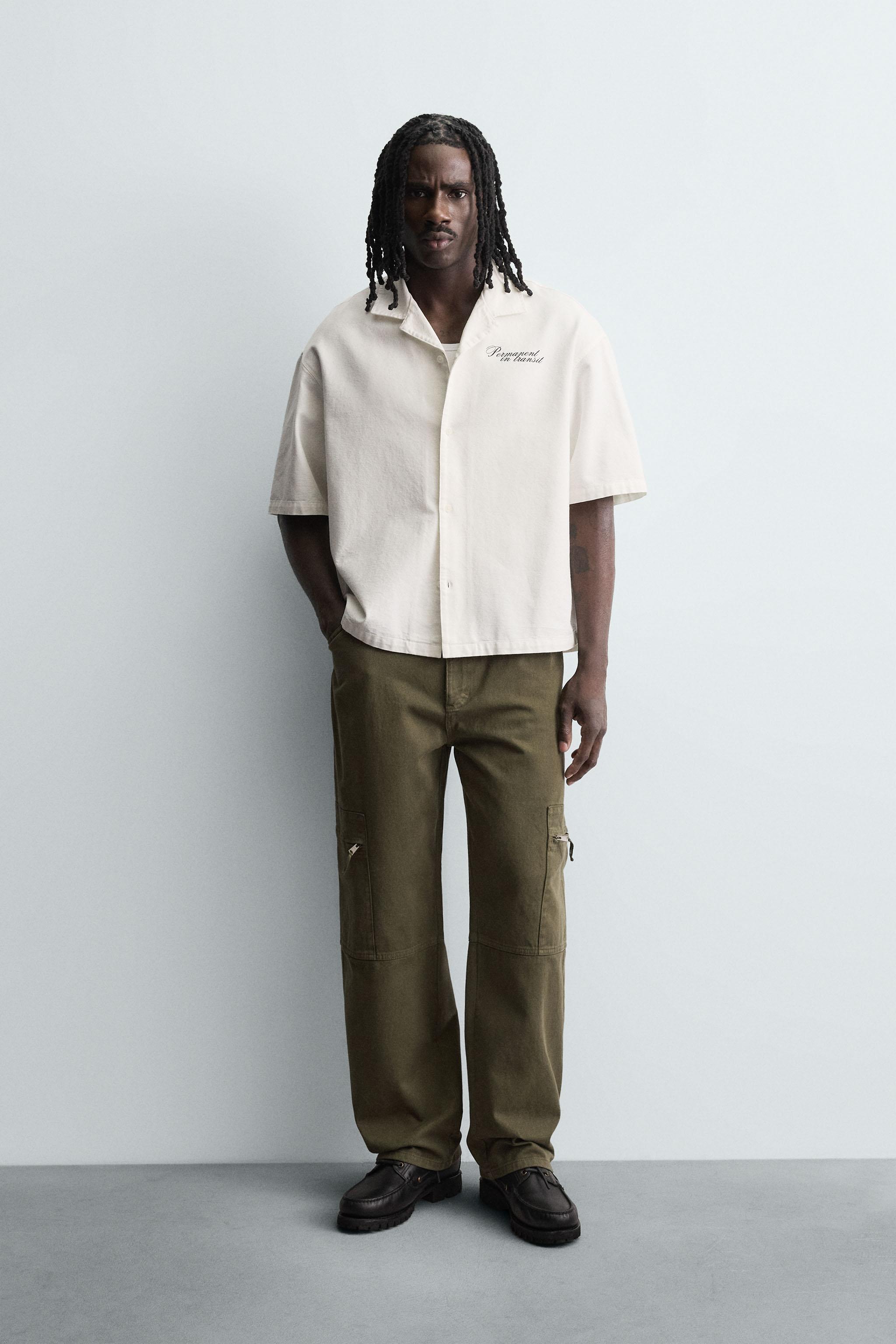 PRINTED RELAXED FIT SHIRT - Oyster-white | ZARA United States