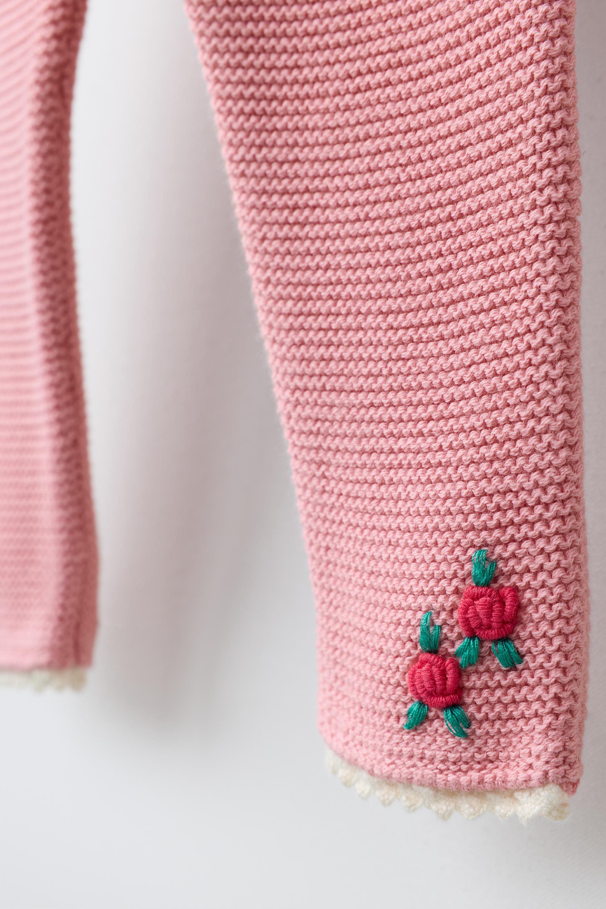 Детские брюки Zara EMBROIDERED FLORAL LACE KNIT PANTS — фото 4
