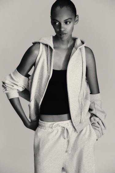 FLEECE HOODED GILET - Grey marl by Zara - Image 4