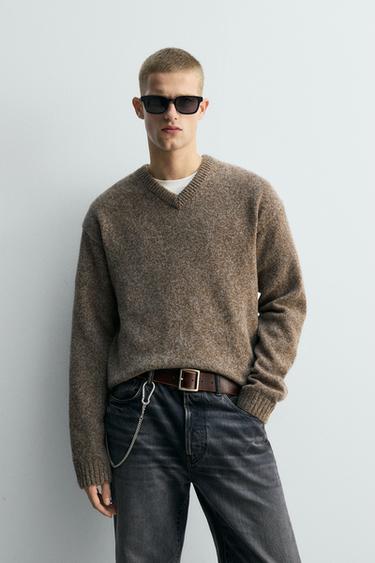 PULL COL EN V ÉDITION LIMITÉE - Marron de Zara