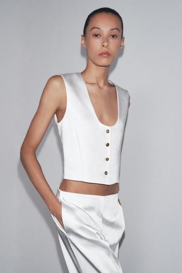 ЖИЛЕТ ИЗ АТЛАСНОЙ ТКАНИ — ZW COLLECTION — БЕЛЫЙ от Zara