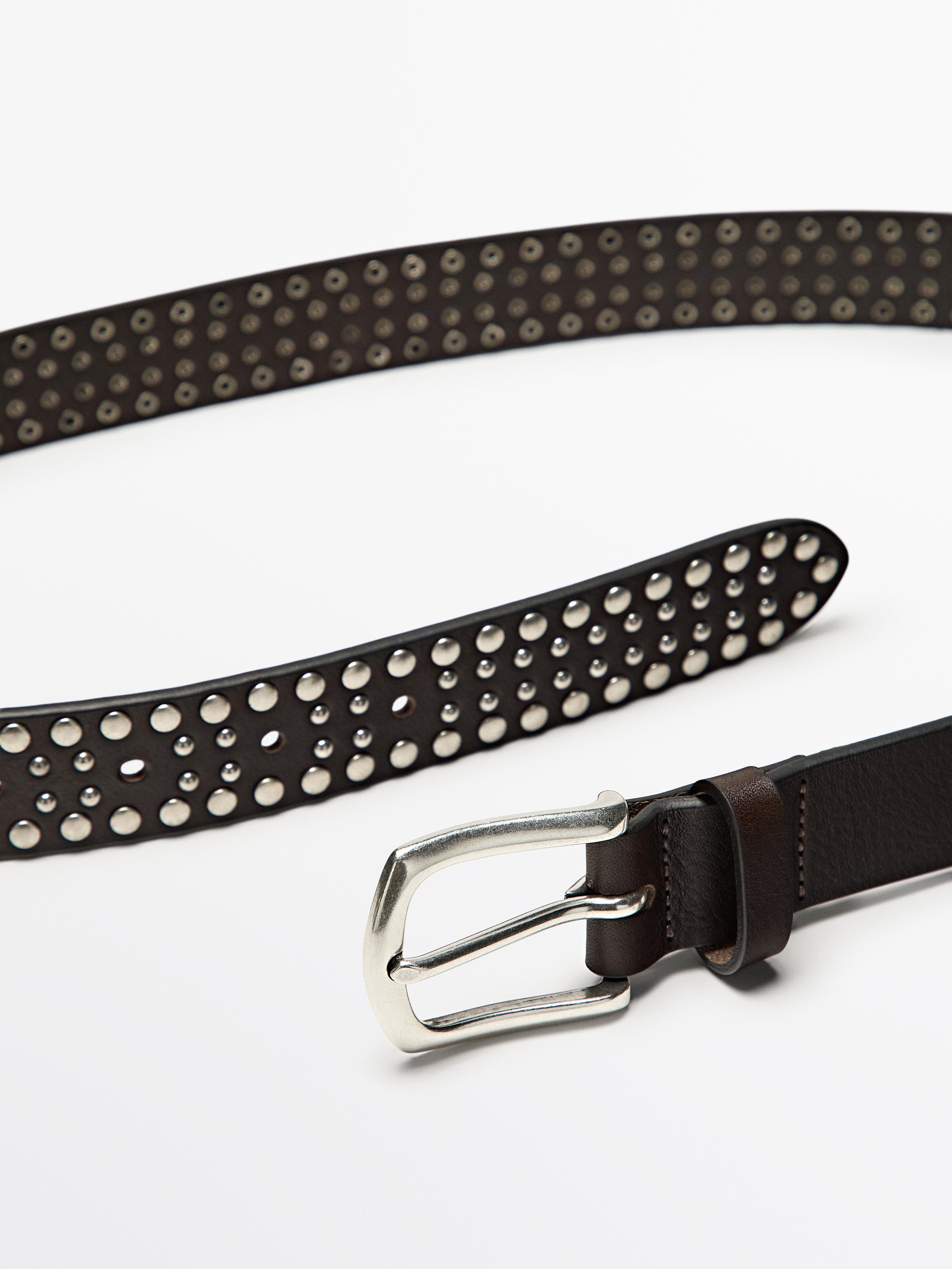 Nappa leather studded belt
