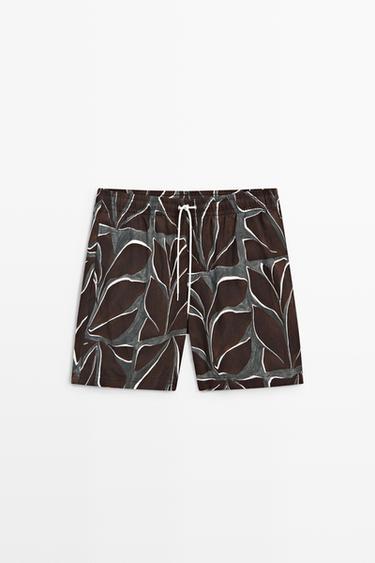 Zara Tropical print swimming trunks - Chocolate - Image 0