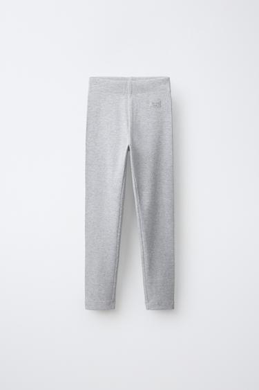 RIBBED LEGGINGS WITH LABEL - Grey marl by Zara - Image 0