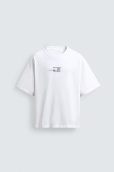 T-SHIRT COUPE AMPLE ÉTIQUETTES - Blanc de Zara - Image 5