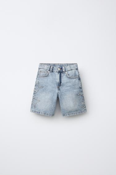 BERMUDA DENIM ESTRELLAS - Azul medio de Zara